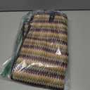 Herald Large Handmade Straw Tote Handbag for Women, Summer Beach Weaving Chic Woven Shoulder Purse Bags with Water Bottle Pocket (Colorful Stripe)