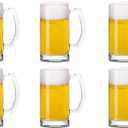 Heavy Beer Mugs Set, 16oz Glass Mugs With Handle, Beer Glasses For Freezer, 500ml Beer Drinking Glasses, Traditional Stein For Bar, Alcohol, Beverages,Coffee, Teas, Set of 6