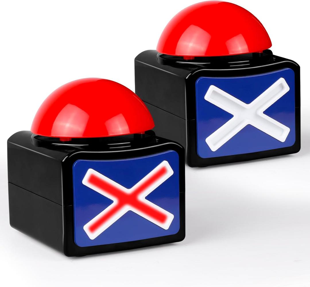 BEAN LIEVE Game Buzzers with Sound - 2 Pack Buzzer Button with Lights, Game Show Buzzers for Family, Quiz Game Buttons Perfect for Game Night & Trivia Club & Classroom (Black)