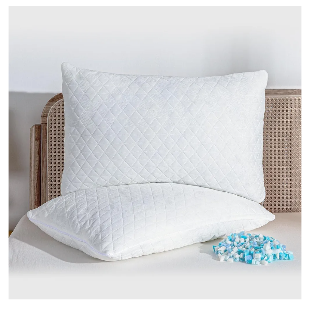 Shredded Memory Foam Pillows, Adjustable Bed Pillows for Side, Back or Stomach Sleepers, Neck Pillows for Sleeping, Queen Size Pillow with Removable Cover (2 Pack, Adjustable)