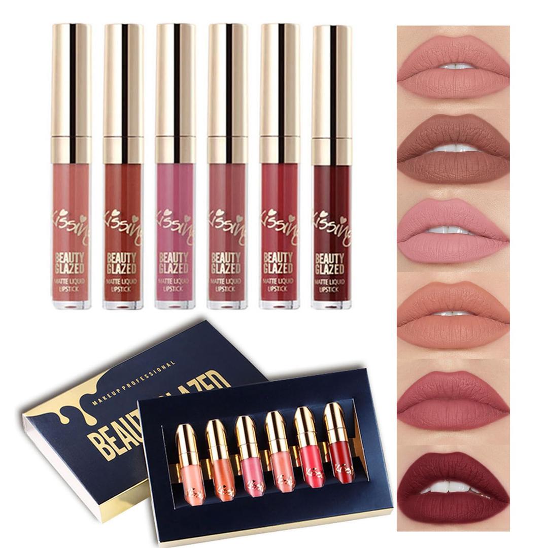 BestLand 6Pcs Matte Liquid Lipstick Set - Non-Stick, Waterproof, Long-Lasting Shades - Durable Lipgloss Beauty Cosmetics Makeup Set - Perfect Gifts for Women and Girls (0.09 Fl Oz (Pack of 6), Birthday Edition)
