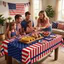 75 Pcs 4th of July Patriotic Party Decorations Set, Red White and Blue USA Flag Paper Plates Napkins Cups Tablecloth and Banner, Memorial Day Veterans Tableware Supplies (Serves 12)
