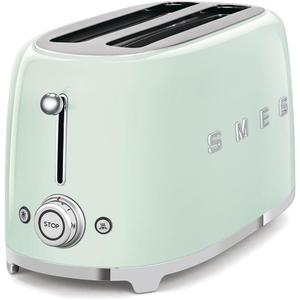 SMEG 4 Slice Toaster TSF02, Long Slot Toaster with Wide Slots for Bagels & Artisan Bread, Retro Stainless Steel, 6 Browning Levels, Defrost Reheat Bagel Functions, 1400W - (Pastel Green)