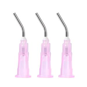 JMU 100Pcs Bent Dispensing Tips 18g, Blunt Tip Dispensing Needle, Dental Pre Bent Disposable Oral Irrigation Needle Tips, Pink
