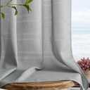 Home Queen Grey Waffle Bathroom Window Curtains, Short Water Repellent Rod Pocket for Small Kitchen Window, 30 W X 24 L Inch Each