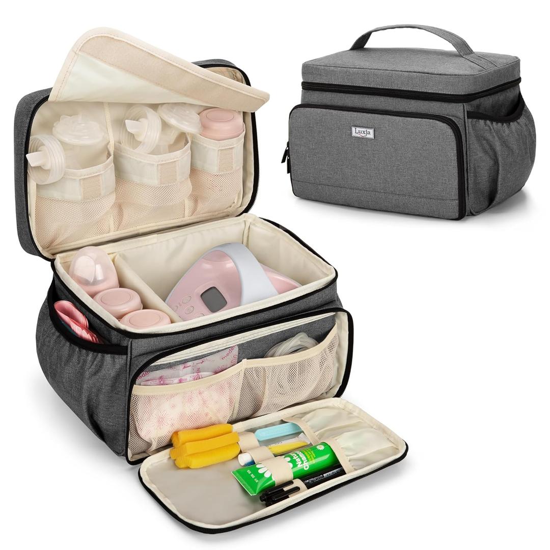 Luxja Breast Pump Bag Compatible with Spectra S1 and S2, Pumping Bag for Breast Pump and Extra Parts (Suitable for Home or Travel Use), Gray (Patent Pending)