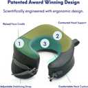 C CUSHION LAB Extra Support Travel Pillow, Award-Winning Patented Ergonomic Design for Chin & Neck Support Memory Foam Neck Pillow, Compact Airplane Pillow for Traveling, Flight, Car (Black, Large)