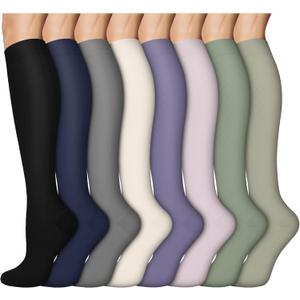 8 Pairs Compression Socks for Women & Men,Support Compression Stockings for Medical Running Athletic (Small-Medium, 024 - Black/Blue/Gray/Purple/Green)