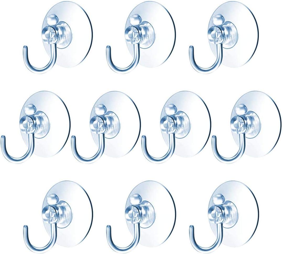 Suction Cup Hooks 10 Pcs 60mm Clear Plastic Sucker Pads for Window Glass Shower Bathroom Kitchen Wall Support Festivals Parties Events Theme Carnival Decorations