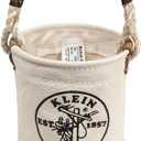 Klein Tools 5104MINI Mini Tool Bucket, All-Purpose Tool Bucket with Leather-Bottom, Nuts and Bolt Bag with Reinforced Rope Handle, Small Utility Pouch