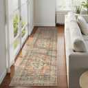 Lahome Oriental Washable Runner Rug Non Slip, 2x7 Rug Runners for Hallways Non Slip Vintage Ultra-Thin Soft Long Carpet for Kitchen Laundry Room Bedroom Eleanor, Peach/Orange (Terracotta)