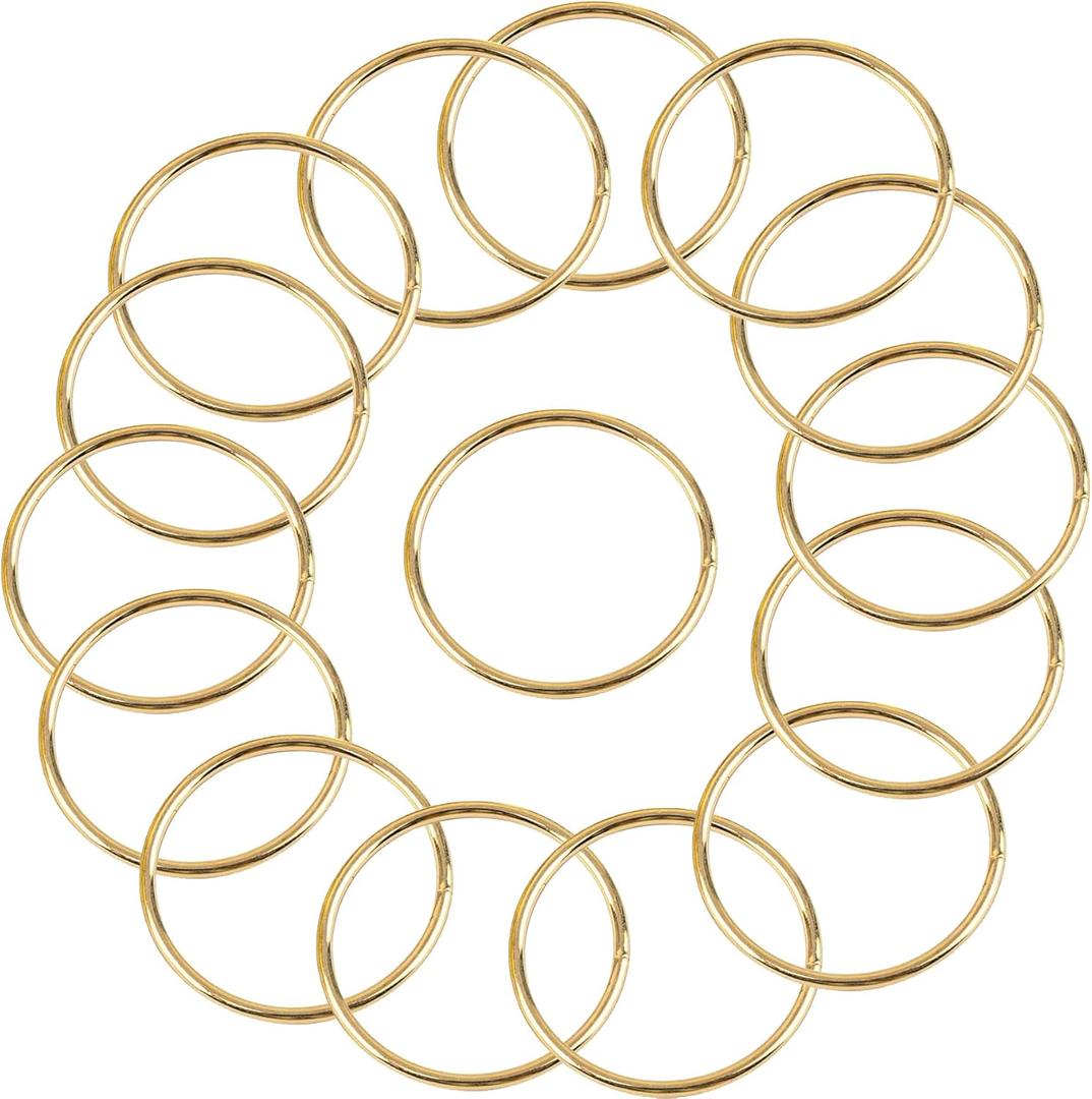 15Pcs Macrame Hoops Ring, BetterJonny 3 Inch Metal Craft Rings Hoops Gold Dream Catcher Rings Wreath Hoop Rings for Home Decorations DIY Crafts and Wall Hanging Crafts