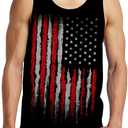 Idgreatim Mens Tank Tops 4th of July American Flag Sleeveless Shirt Patrotic Print Athletic Slim Fit Workout Gym Tees (Black, L)