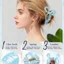 2 x ACECHA 2 Pack Cute Glitter Bow Claw Clip for Women Thick Hair, Non-slip | acrylic bow clip with flowers, sparkly elegant, non-slip grip for thick hair, for daily wear weddings parties, green & white