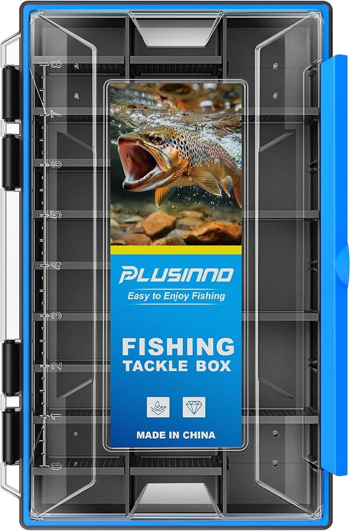 PLUSINNO Fishing Tackle Box, Waterproof Tackle Box Organizer with Removable Dividers,1 Packs /2 Packs Fishing Box Tackle Tray Lure Box and Terminal Tackle Storage