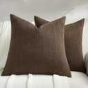 FUTEI Dark Grey Chenille Throw Pillow Covers 26x26 Inch Set of 2,Soft Striped & Diamond Textured Euro Pillow Shams, Modern Home Decor for Couch Living Room (Dark Coffee)