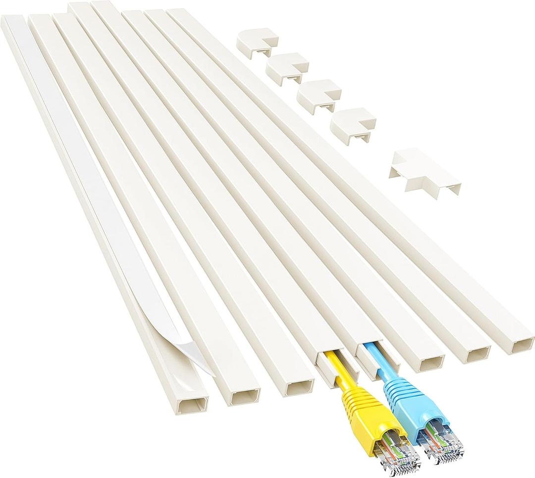 Yecaye Cord Hider, 113in Beige Cord Covers for Wires on Wall, One-Cord Cord Organizer, Easy Install Cable Management Kit, Cable Hider Home Office, W0.59in H0.4in, Beige
