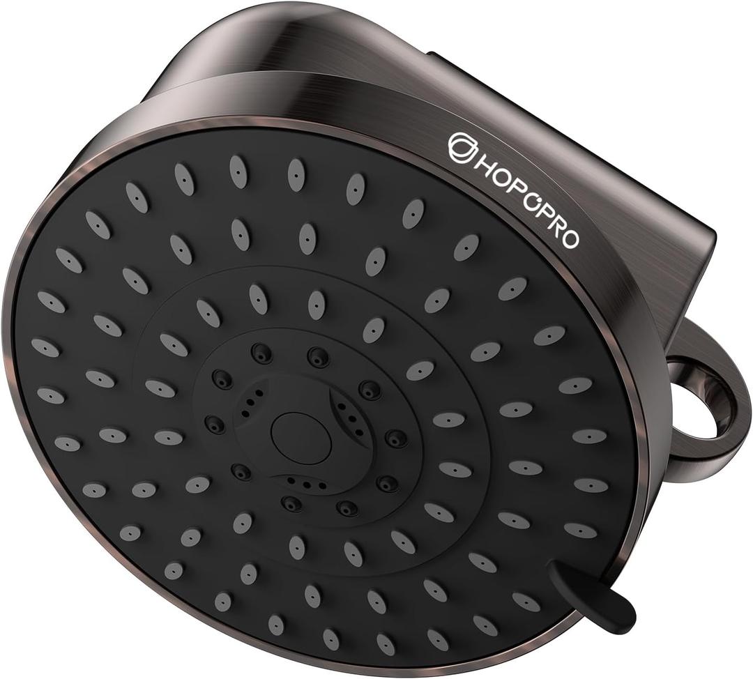 High Flow Filtered Shower Head, HOPOPRO 5 Modes High Pressure Fixed Showerhead with Filter, 2-In-1 Shower Head Filter, Remove 99% Chlorine, Improves Skin Hair Condition (6 Inch Oil Rubbed Bronze)