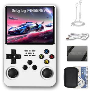 R36S Handheld Game Console 3.5-in 640*480 IPS OCA Screen 3200mAh Opensource System White