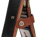 2 x Women's Wallet RFID Large Size Bifold Multi Card Wallet Case with Zipper Pocke Credit Card Holder for Women Black Brown