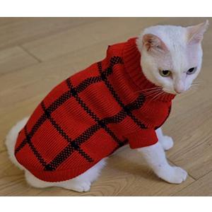 Turtleneck Dog Argyle Sweater for Small Dogs Cat