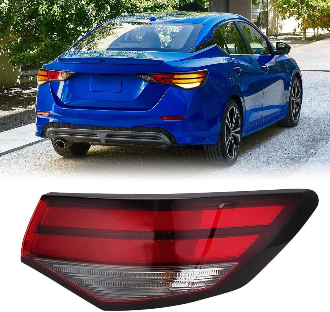 Tail Light Assembly Compatible with 2020 2021 2022 2023 Nissan Sentra Halogen Outer Replacement for 265506LB0A NI2805121 Right Passenger Side(Bulbs Included)