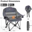 Oversized Camping Chair, Portable Folding Padded Camp Chairs with Side Pocket, Cup Holder, Heavy Duty Support 500LBS Outdoor Lounge Chair for Adults, Fishing, Sports, Trip, Grey
