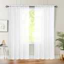 Semi Voile White Sheer Curtains 84 Inches Long 2 Panels Rod Pocket Window Treatment for Living Room Bedroom Dining Room(White 70" W x 84" L)