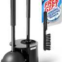 2 in 1 Toilet Plunger and Brush Set, Toilet Bowl Cleaning Combo, Groove Gap Brush, Black