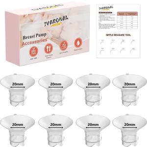 8pcs 20mm Upgraded Flange Insert Compatible with Momcozy M9/M6/M5/V1 pro/V2 pro/S12 pro Pumps, Fit for Spectra/Medela/eufy/TSRETE/Elvie/Lansinoh Breast Pumps,Flange Sizing Kit Silicone Flange Insert