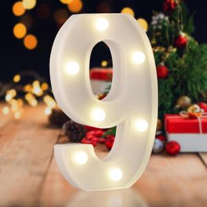 LED Marquee Numbers, 0-9 Light Up Letters, Battery Powered LED Letter Lights for Birthday Party, Christmas Night, Home, Bar, Graduation, Wedding Decoration (9)