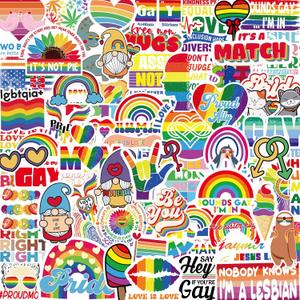 Pride Stickers LGBTQ+ Rainbow Sticker Bulk Vinyl Gay Trans Lesbian Decals for Water Bottle Laptop Decor Parade Accessories Party Festival Celebration Supplies 100Pcs