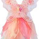 DJDLPARTY Pink Fairy dresses up costume set for Girls with Wing and Headband  4 years