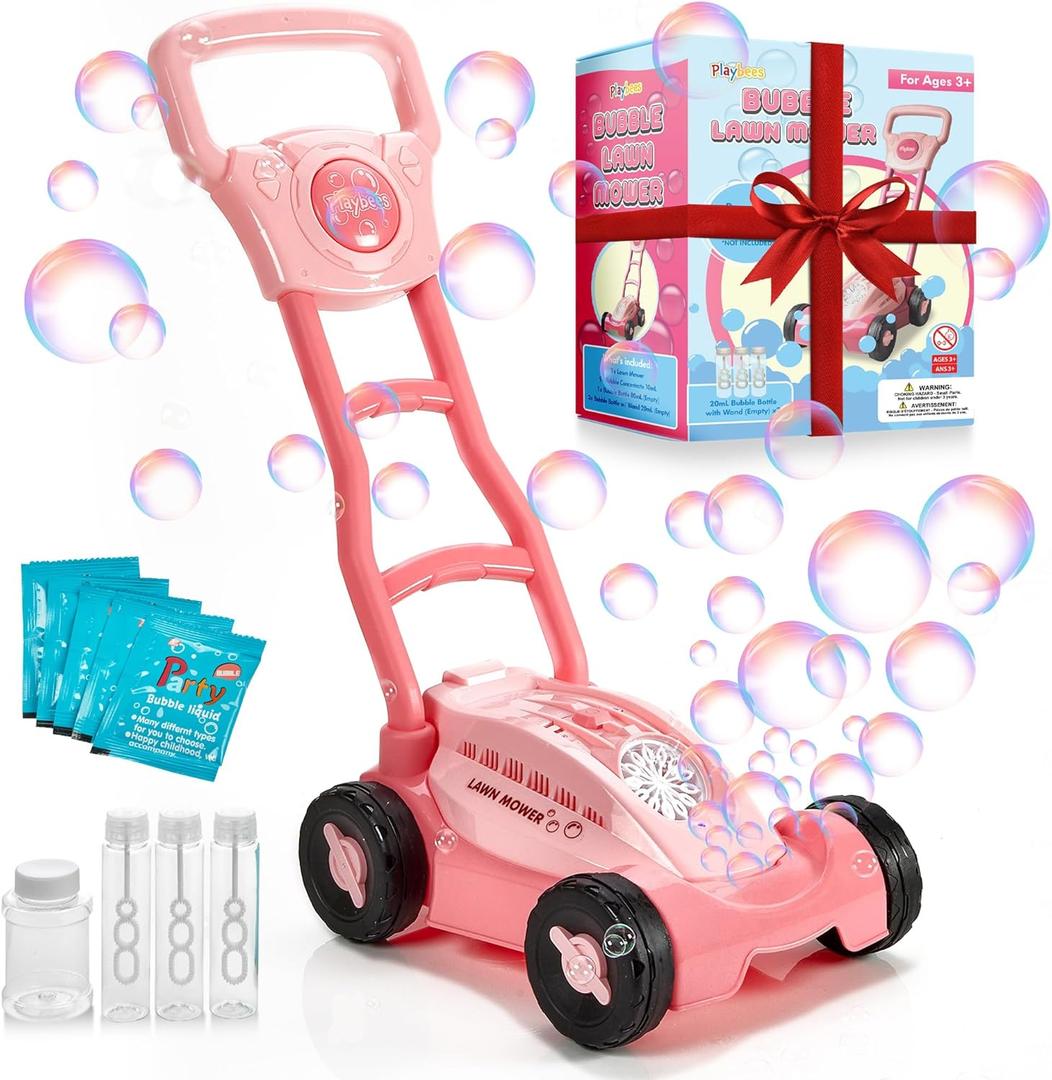 Bubble Lawn Mower for Girls, Pink