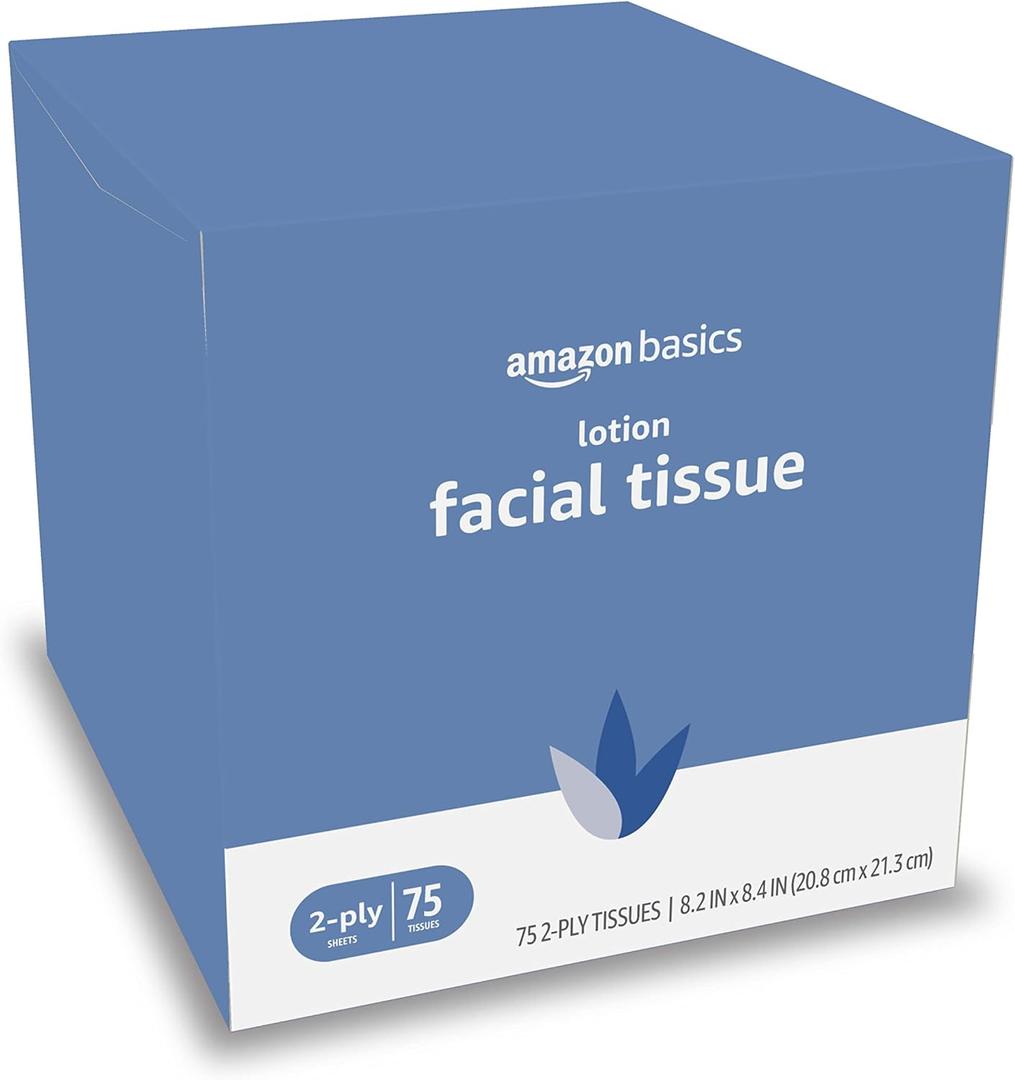 2 x Amazon Basics 2-Ply Ultra Facial Tissue with Lotion, 75 Count