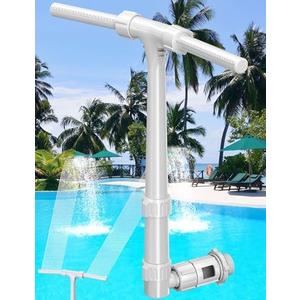 Pool Fountain for Above and In-Ground Pools, Pool Waterfall with Dual Sprayer Multiple Spray Method, Adjustable Swimming Sprinkler Cooler with Extension Tube for Pool (Gray)