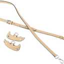 uxcell Genuine Leather Bag Strap Replacement Adjustable Crossbody Bag Straps, 37.4-45.3 Inch Purse Strap for Shoulder Bag Handbag Purse, Khaki, Silver Buckle, 1 Set