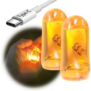 USB Mini LED Lantern, 2 Pack Waterproof EDC Keychain LED Flashlight for Camping, Type-C Rechargeable Battery Small Stick Lamp Puck Dog Collar Torch Light (Orange+Red)