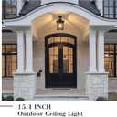 Emliviar Outdoor Semi Flush Mount Ceiling Light Fixture, 15.4 Inch Black Porch Light Ceiling Mount with Clear Glass for Proch, E26 Base Socket, XE309F-M BK, Standard - Clear Glass