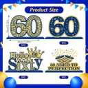 Happy 60th Birthday Table Decorations Blue 60th Birthday Table Centerpieces Sign Navy Blue Gold 60th Birthday Party Supplies Decorations for Men Women Wooden Vintage 1964 Centerpieces for Tables Decor