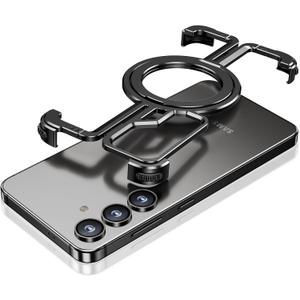 OATSBASF Samsung Galaxy S23 Bumper Case with Invisible Magnetic O-Ring Stand, Minimalist Frameless Case, Black