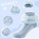2 x Zando Baby Girl Socks with Ruffle Lace Frilly, Princess Dress Dance Ruffle Socks for Toddler Girls 3/5/6 Pairs