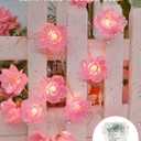 Cherry Blossom Flower String Lights for Bedroom, Pink Fairy Lights Battery Operated with Remote & 8 Modes & Timer, 10ft 30 LED Waterproof String Light Indoor Outdoor for Wedding Home Christmas Decor