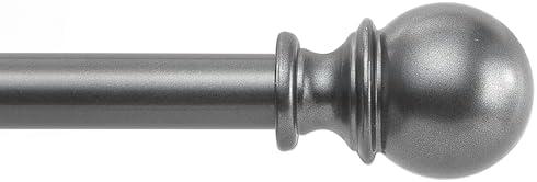 YAJUXIU 1 Inch Grey Curtain Rods for Windows 36 to 72 Inch - Adjustable Drapery Rods with Exquisite Finial for Living Room, Bedroom, Kitchen, Outdoor Patio (Grey,32-72")