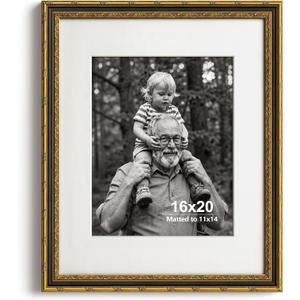 Yaetm 16x20 Gold Picture Frame, Ornate Vintage Frame for Art, Black & Gold