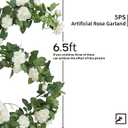 ZIFTY 5Pcs 32.5FT Artificial Rose Vine Fake Flower Garland White Fake Silk Floral Hanging for Wedding Arch, Garden Tea Party Backdrop Room Decor and Home Decoration Outdoor Wall Decor