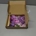 Floroom Mini Artificial Flower Heads Lavender & Purple Fake Peony Daisy Rose Multicolor Small Faux Silk Flower Heads for Cake Craft Garland Wedding Party Graduation Cap DIY Home Decoration, 0.8"-3.6"