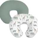 Little Grape Land Nursing Pillow Covers 2 Pack, Soft & Breathable Removable Breastfeeding Pillows Covers for Feeding Pillows, Nursing Pillow Slipcover for Baby Girls Boys, (Safari & Green)