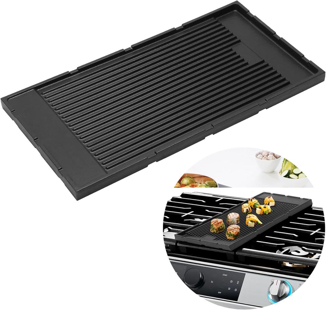 NEW HG-GRZ-NS Griddle, High Grate Reversible Cast Iron Griddle  Durable Matte Enamel, Dual-Sided Grill, Compatible with ZLINE 24 30 36 48 60 InchGas & Electric Ranges