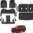 Floor Mats for Chevy Tahoe/GMC Yukon 2021-2026, All Weather Floor Mats Trunk Cargo Liner with Backrest Protectors and Door Sill Guards Accessories, Full Coverage Set (Fit 7 Seats)